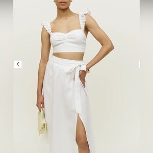 Reformation Pam Linen two piece crop top and skirt - size 6
